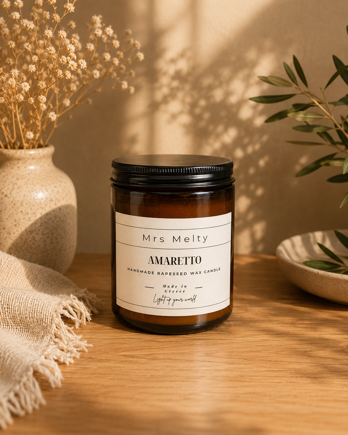 Elegant brown glass container